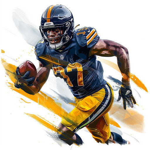 Football player clipart on white background with dynamic colors