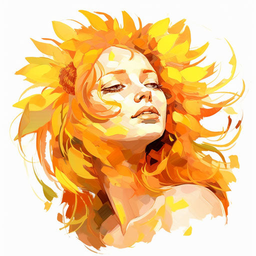 Sunny clipart in the style of oil painting, on a white background