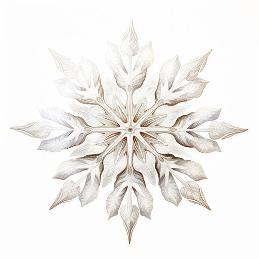 Snowflake illustration in the style of oil painting, on white background
