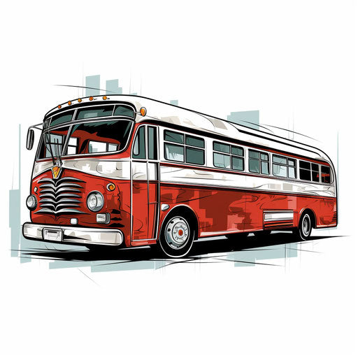Bus illustration in the style of Chiaroscuro Art, on white background