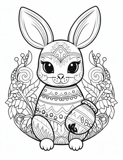 Bunny with Easter egg, Ndebele-inspired motif