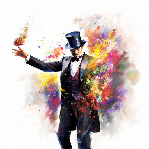 Magician clipart in the style of Impressionistic Art, on white background