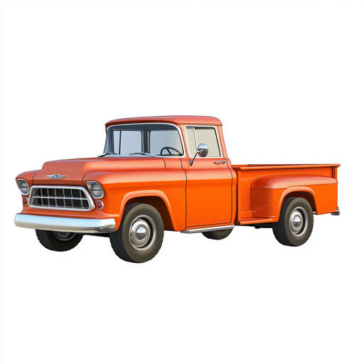 3D Pickup Truck on flat white background, isolated clipart