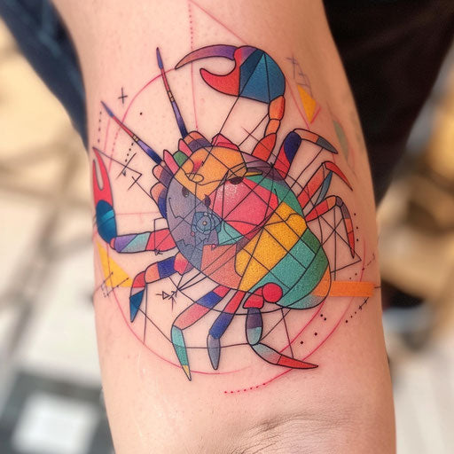 Cancer zodiac tattoo in pop art style