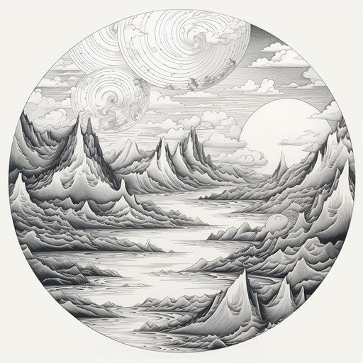 Alien world landscape in a circle