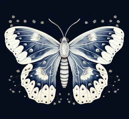 White moth, hand drawn vector illustration