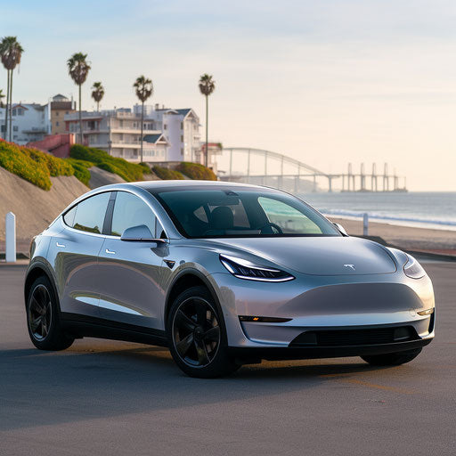 Tesla model y silver
