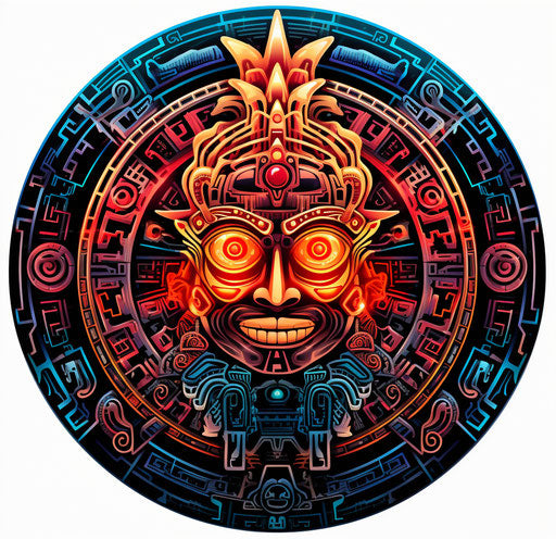 Egyptian symbol or triglyph, Mexican folklore-inspired style, Tongan art, solarizing master