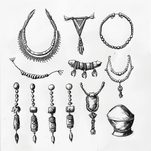 Minimalist tattoo sketch of African ethnic jewelry