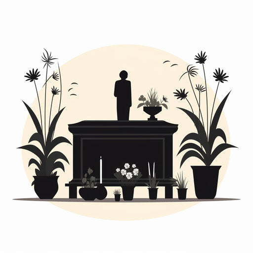Minimalist style funeral clipart, on white background