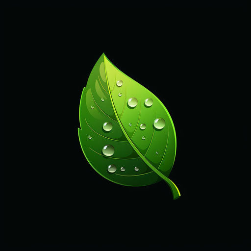 Hyper-realistic leaf with dew drops and space