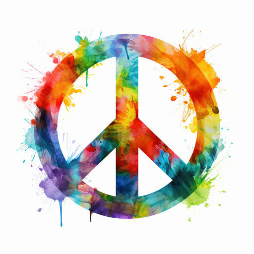 Peace sign clipart in the style of Impressionistic Art, on a white background