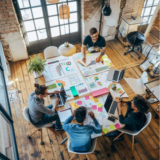 Entrepreneurs brainstorming in co-working space