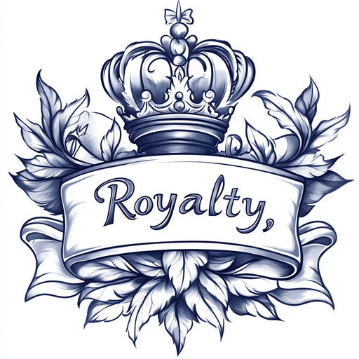 Royal tattoo with vintage scroll 'Royalty'