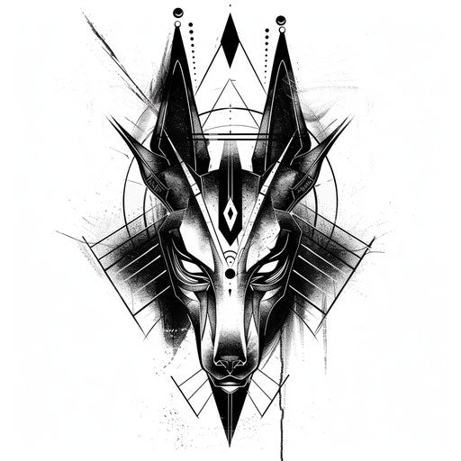 Abstract Anubis tattoo stencil modern art techniques