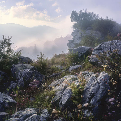Rocky outcrops of Grandfather Mountain at dawn