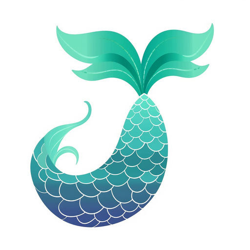 Minimalist mermaid tail illustration on white background