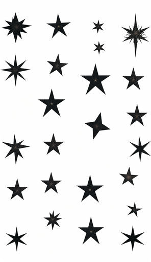 Black and white stars on white background, punk rock style
