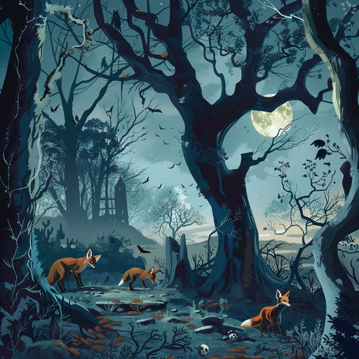 Night exploration of a haunted woods by foxes