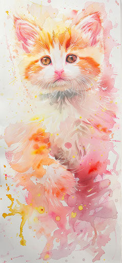 Watercolor kitten portrait of cat for sale