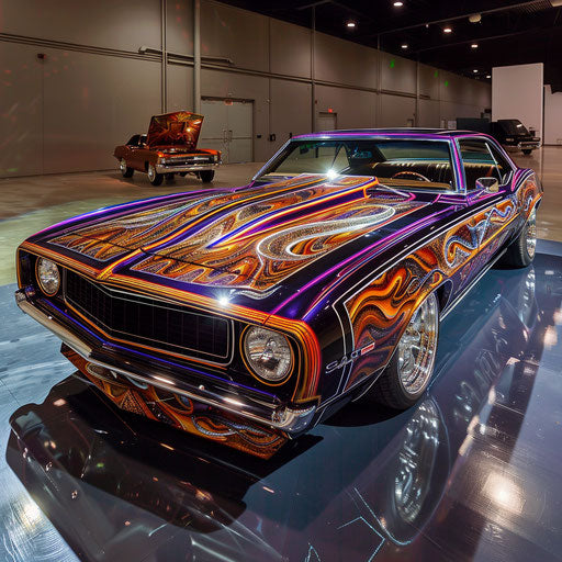 Classic Chevrolet Camaro with hydraulics and custom paint