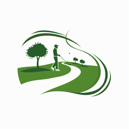 Stylish golf logo with golf course design on white background