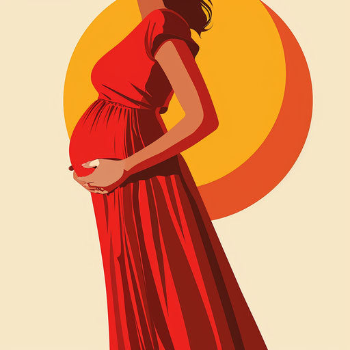 Realistic illustration of pregnant woman on random flat background