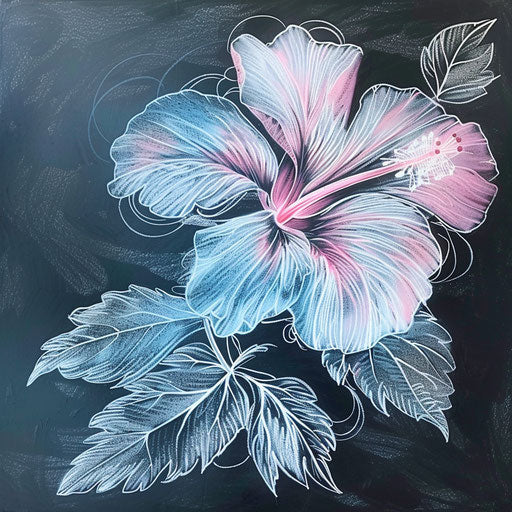 Chalk drawing of hibiscus tattoo design