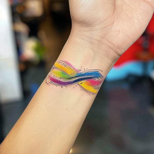 Vibrant tattooed wristband in color