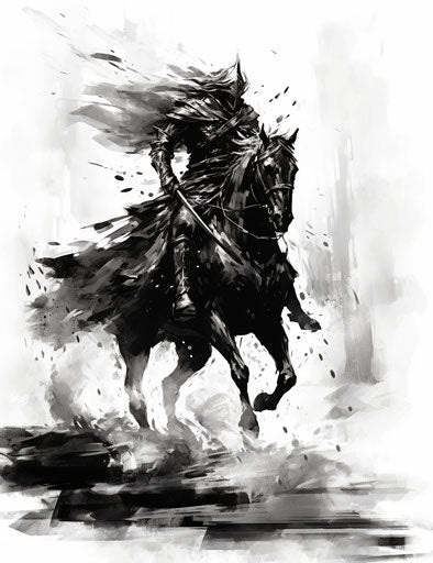 Dark Souls 2 poster HD art print, original equine art, Benedick Bana style, white and grey, filthy sculptures, dramatic figurative, ink-washed