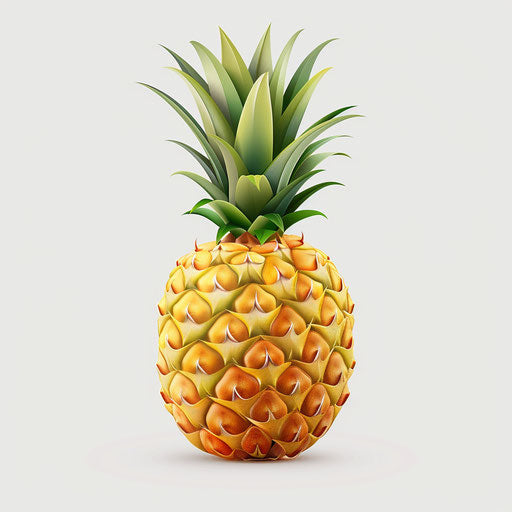 Realistic pineapple clipart on white background, high detail