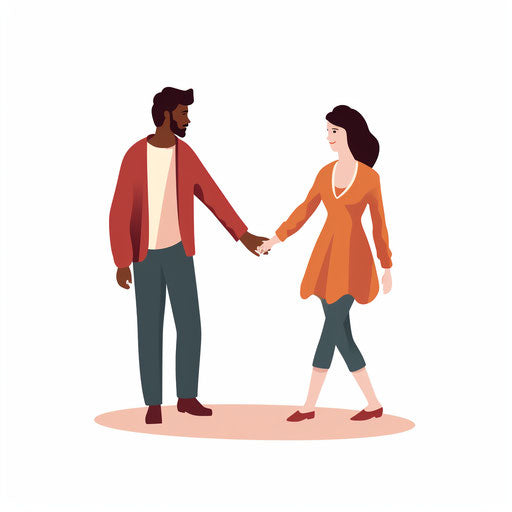 People holding hands clipart in Minimalist style on white background