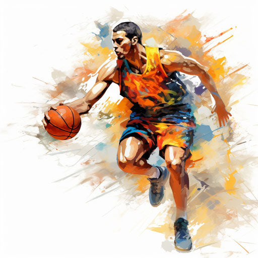 Basketball clipart in the style of Oil painting