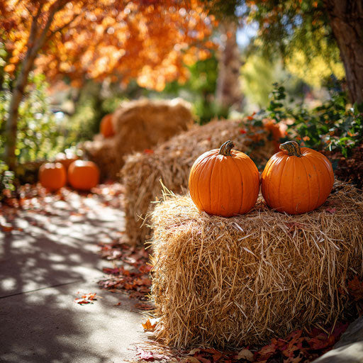 Orange Pumpkins in a Joyful Autumn Setting