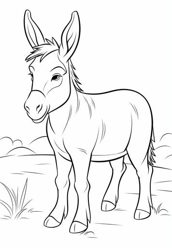 Coloring page for kids with donkey