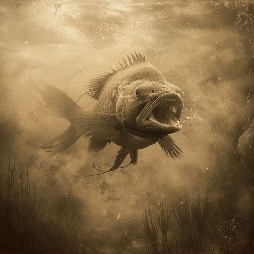 Angler fish in an ethereal sepia underwater scene