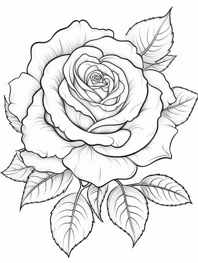 Coloring Page with Rose Outline