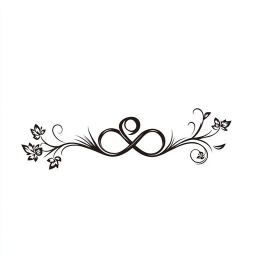 Clipart style toe tattoo sketch with infinity symbol on white background