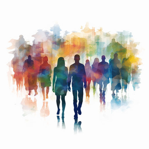 Impressionistic Art people silhouettes on white background