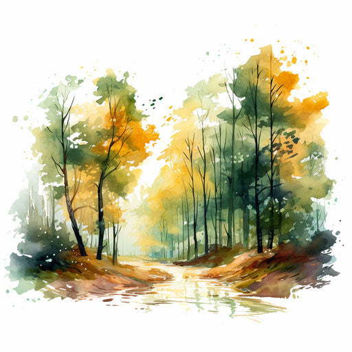 Forest in Impressionistic Art style, on white background