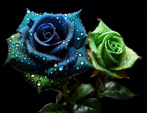 Mystical floral beauty in green and blue tones