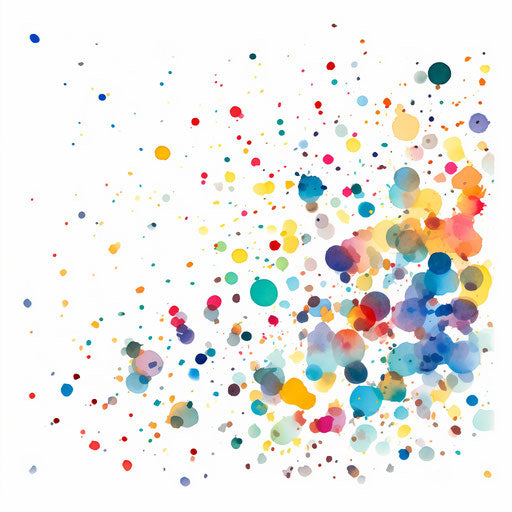 Confetti clipart in the style of Impressionistic Art, on white background