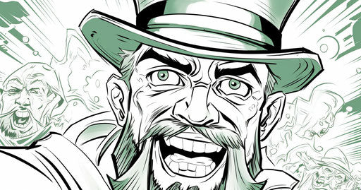Leprechaun coloring page St. Patrick's Day in comic art style