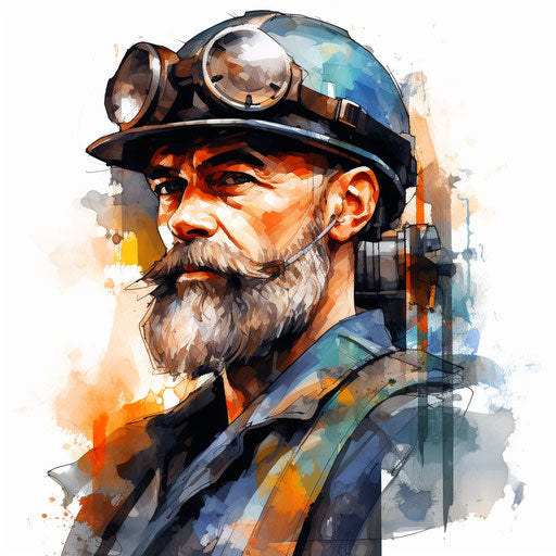 Engineer clipart in the style of oil painting, on a white background