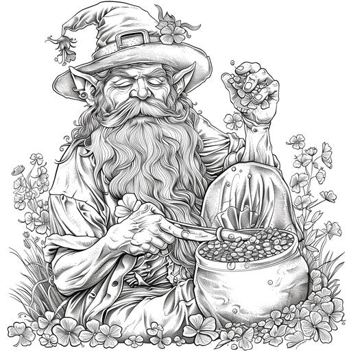 A detailed St. Patrick's Day leprechaun with a pot of gold