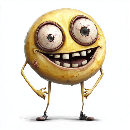 Humorous caricature of an emoji clipart caricature