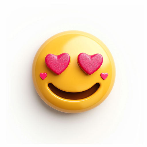 Heart-eyed 'Like' Emoji with Pink Cheeks on White Background