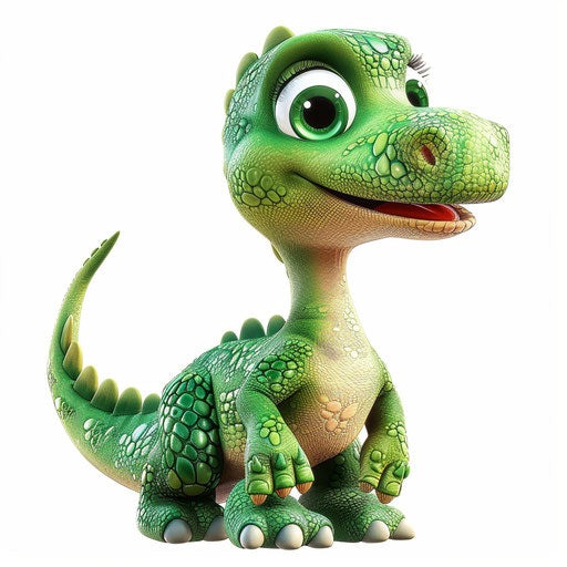 Cute dinosaur artwork in photo realistic style with flat white background