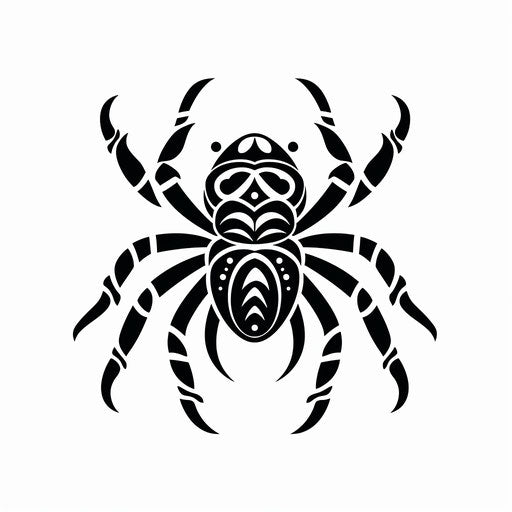Minimalistic black spider tattoo in illustrative style