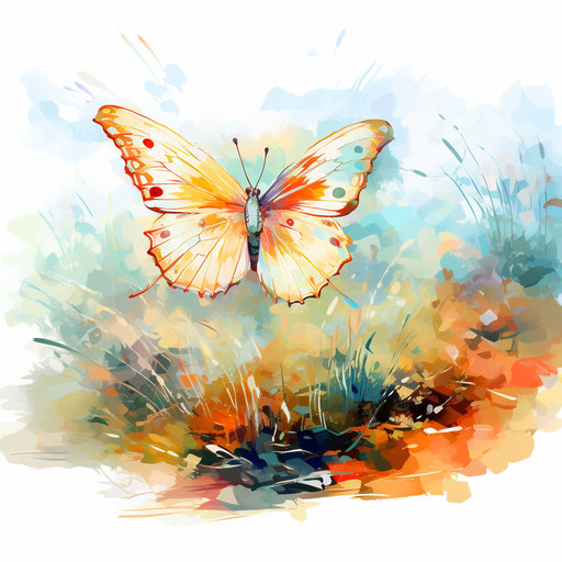 Butterfly clipart in the style of Impressionistic Art on white